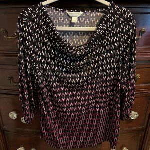 Cowl Neck 3/4 Ruche Sleeve Top - Size PL